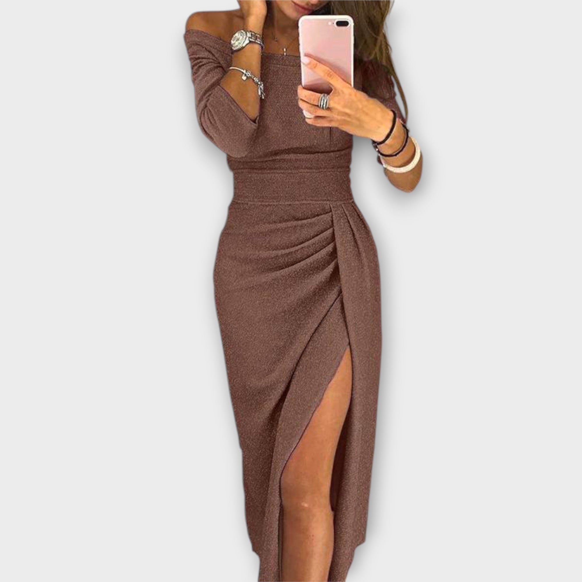Lena - Elegantne Õla Pealt Rippuv Kleit