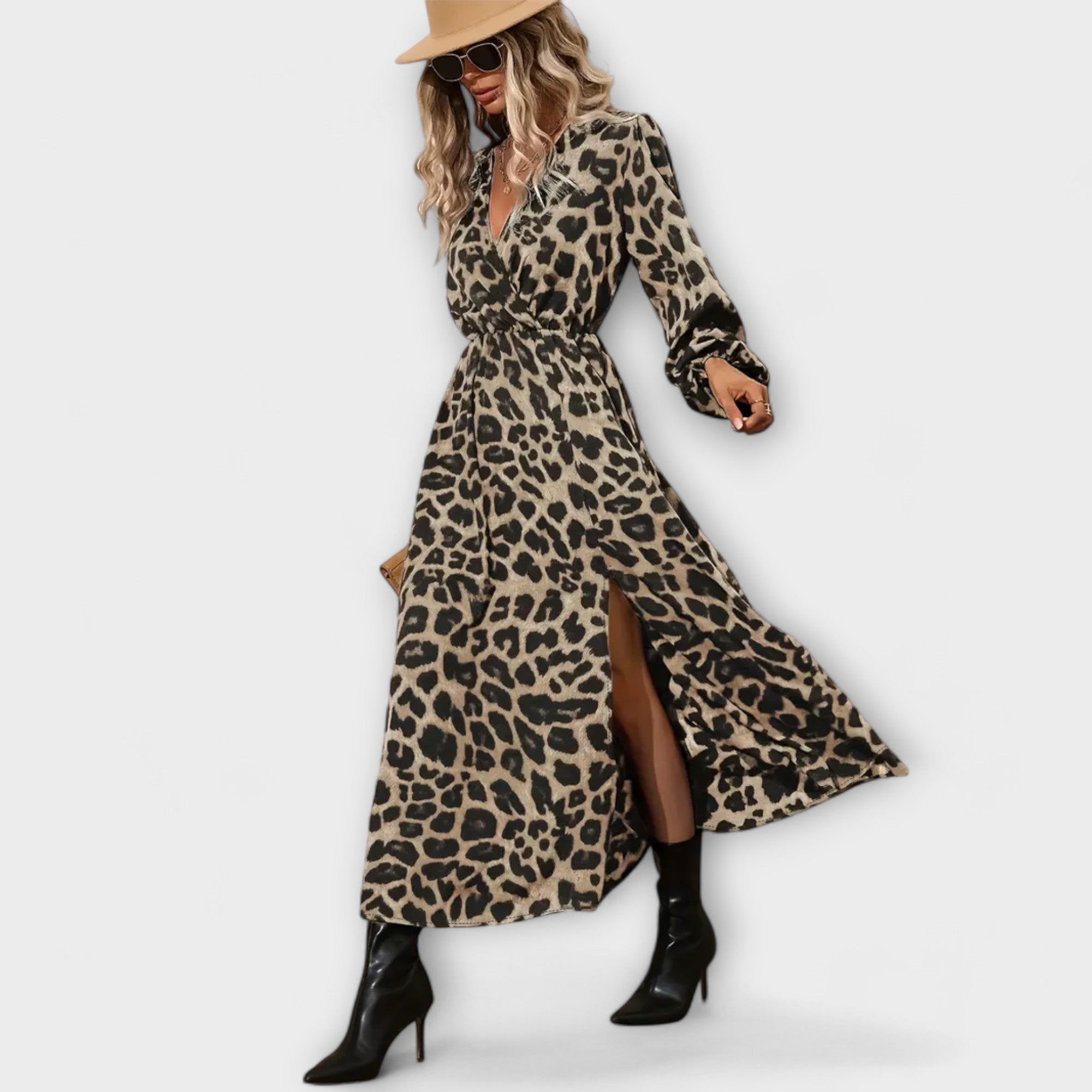 Natalie - Elegantne kleit moodsa leopardimustriga