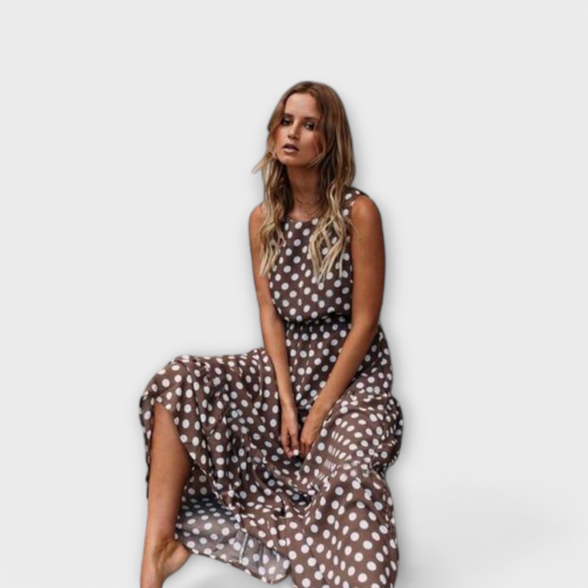 Danae - Boho-midi kleit täppidega