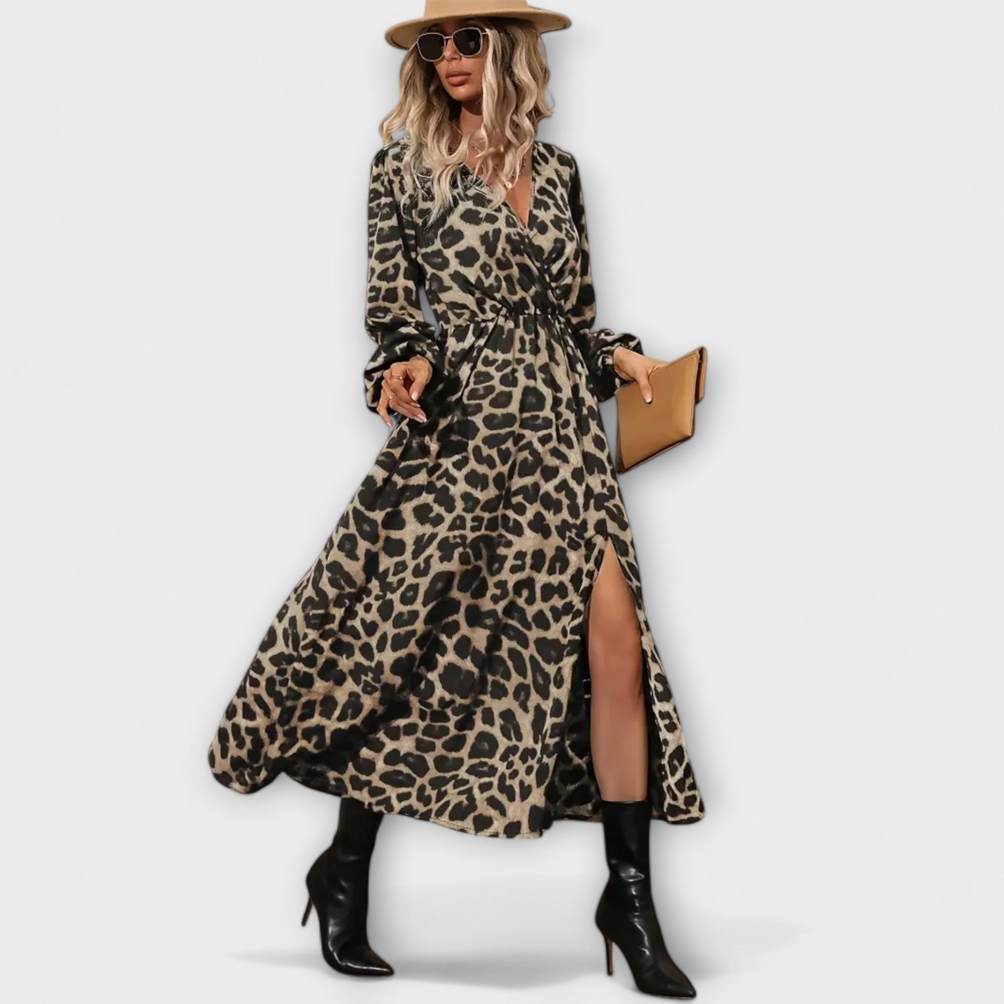 Natalie - Elegantne kleit moodsa leopardimustriga